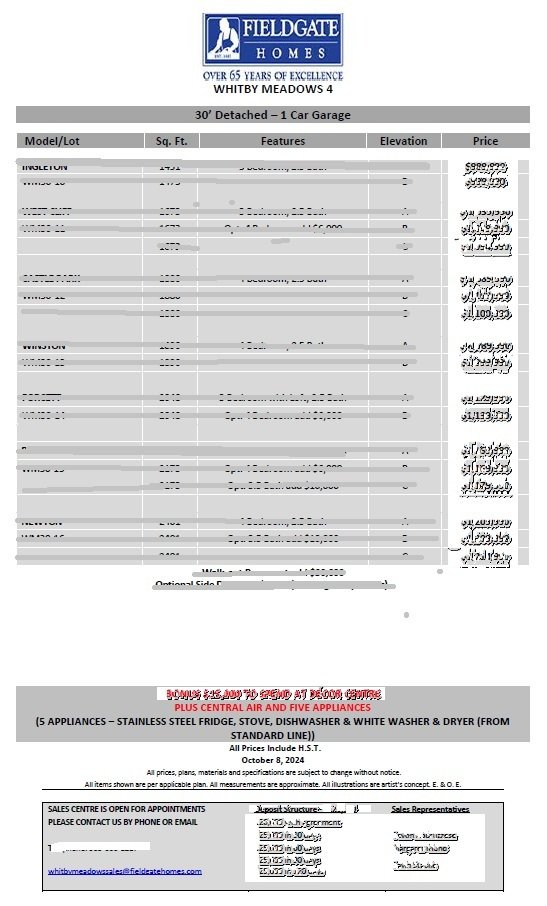 price list